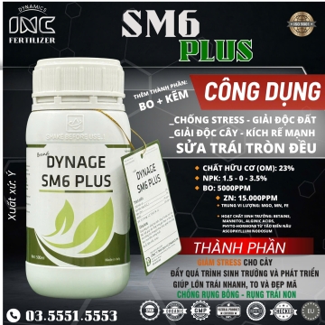 SM6 PLUS phân bón lá Chống Stress, Giải độc đất, Giải độc cây, Kích rể mạnh, Sửa trái, Chống rụng bông trái, Lớn trái nhanh đẹp mã. Chai 500ml